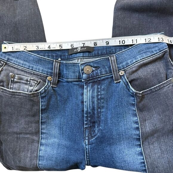 7 For Mankind The Ankle Super Skinny Jean Two Tone Mid-Rise Blue/Black 27 - Picture 9 of 10